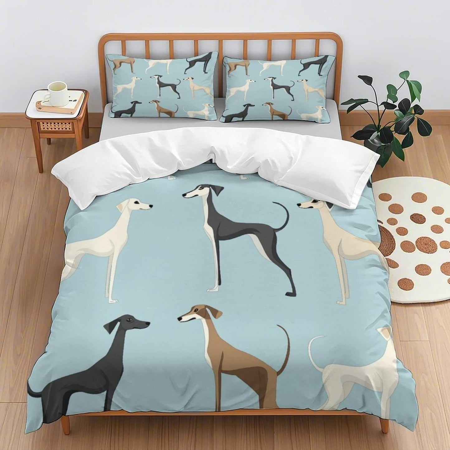 3pcs Sighthound Pattern Themed Bedding Set