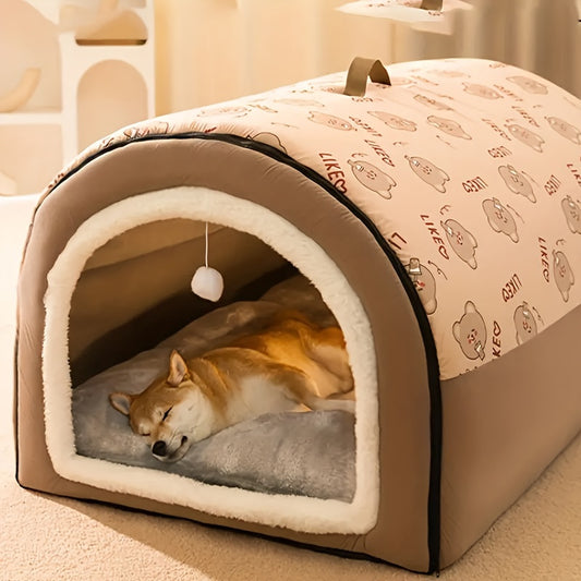 Cozy Winter Dog House - Large, Washable & Removable Pet Bed for All Breeds, Adjustable Dog Bed