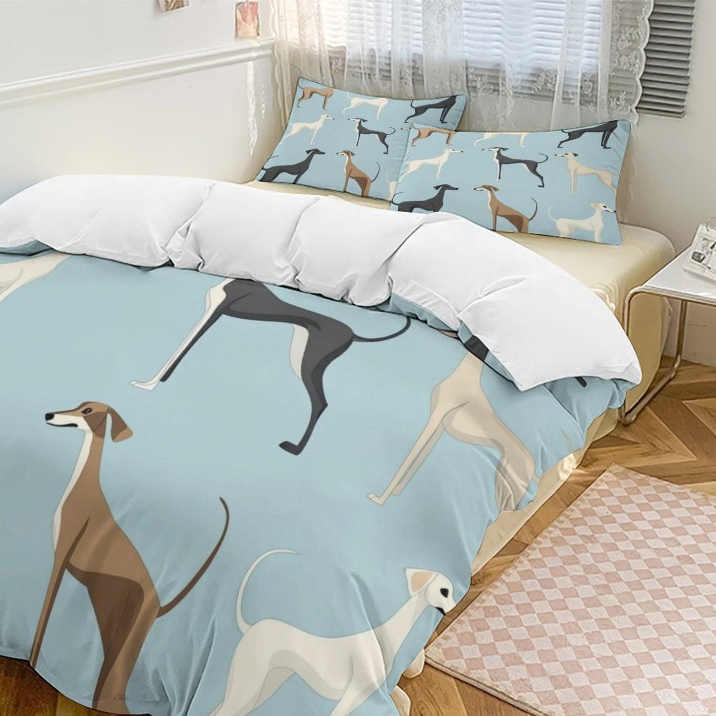 3pcs Sighthound Pattern Themed Bedding Set