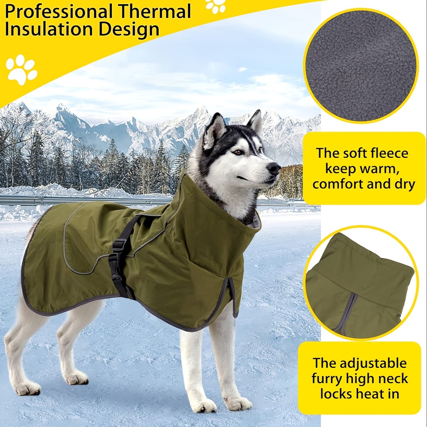 Military-Style Warm Jacket for Dogs