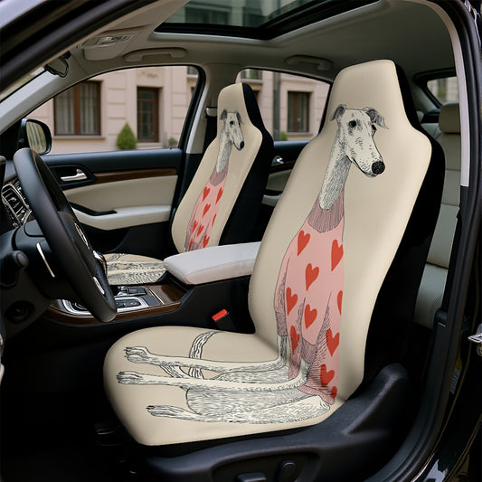 Universal Car Covers Featuring a Whippet Design in a Heart Sweater Motif