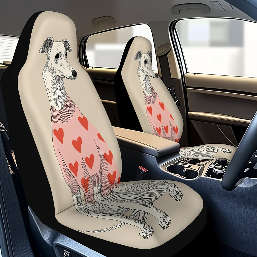 Universal Car Covers Featuring a Whippet Design in a Heart Sweater Motif