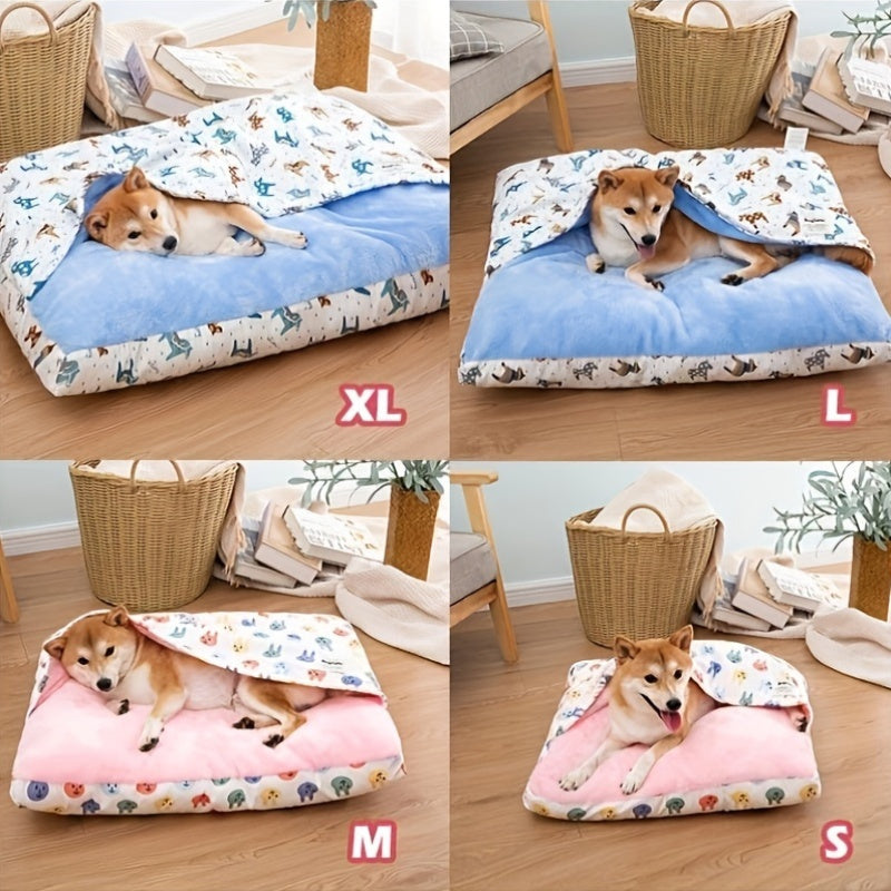 Non-Slip All-Season Semi-Enclosed Pet Bed - Soft, Warm, Removable, And Washable