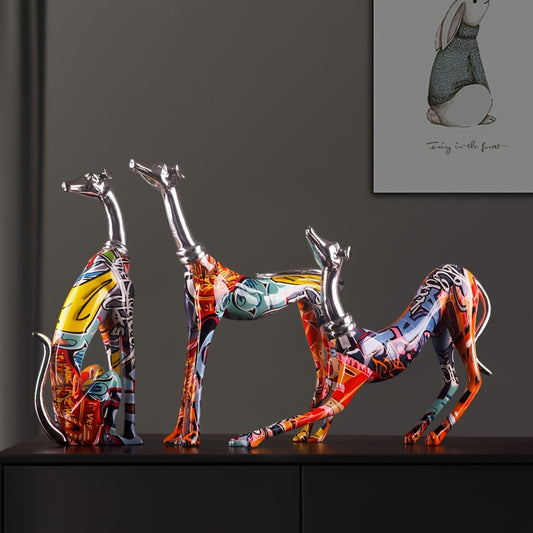 Colorful Abstract Resin Sighthound Sculpture