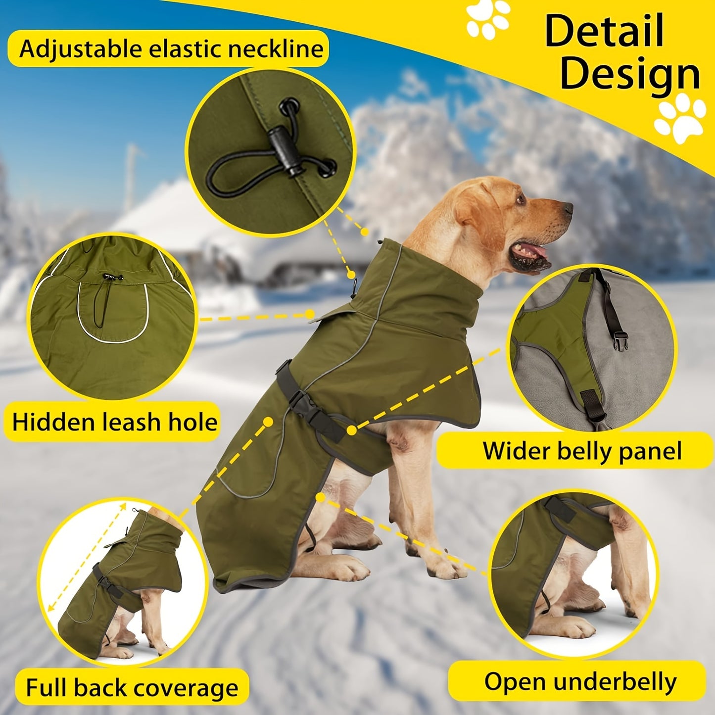 Military-Style Warm Jacket for Dogs