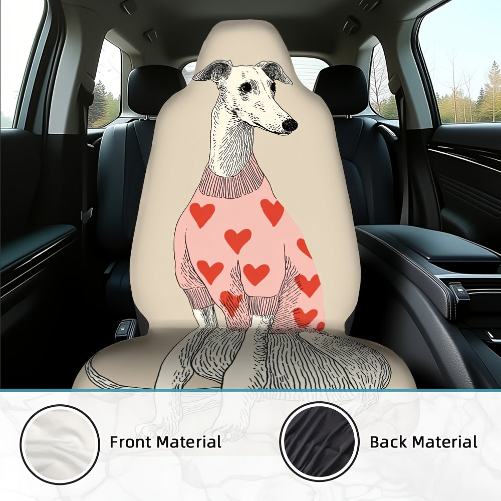 Universal Car Covers Featuring a Whippet Design in a Heart Sweater Motif