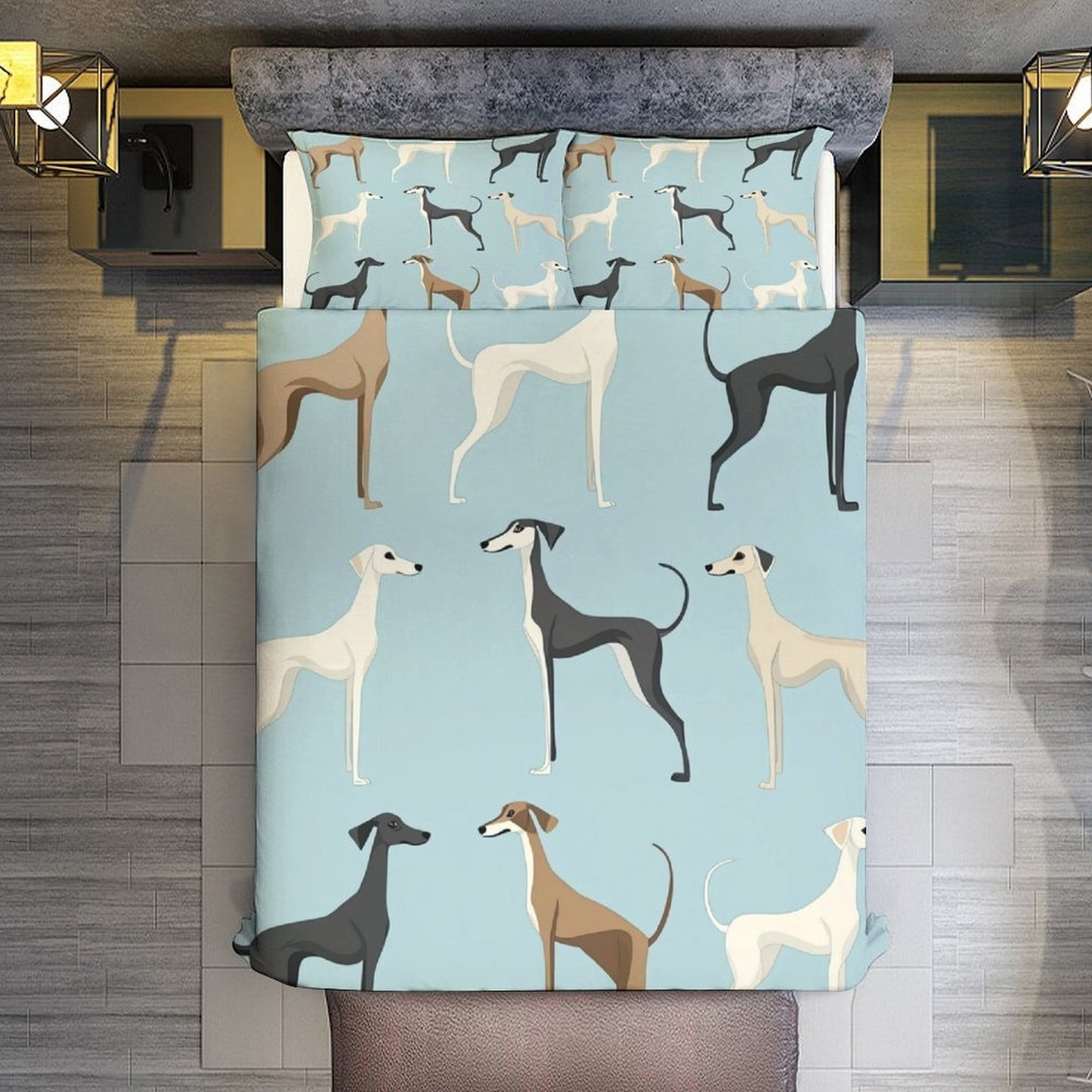 3pcs Sighthound Pattern Themed Bedding Set