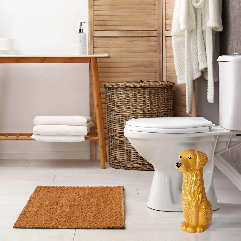 Mainstays Ceramic Dog Bowl Toilet Brush Holder with Plastic Handle