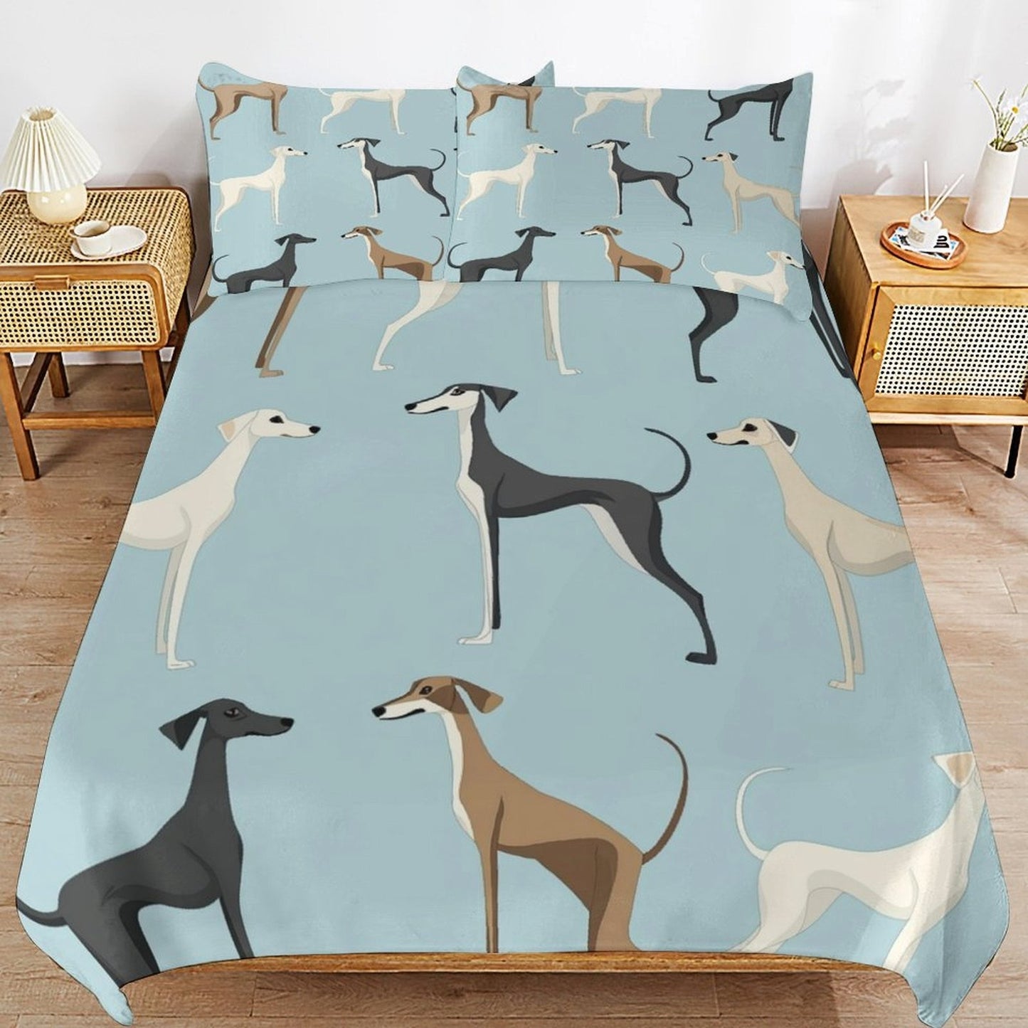 3pcs Sighthound Pattern Themed Bedding Set