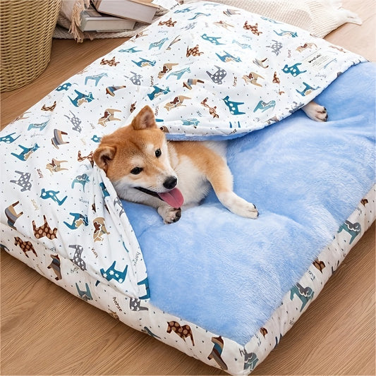 Non-Slip All-Season Semi-Enclosed Pet Bed - Soft, Warm, Removable, And Washable