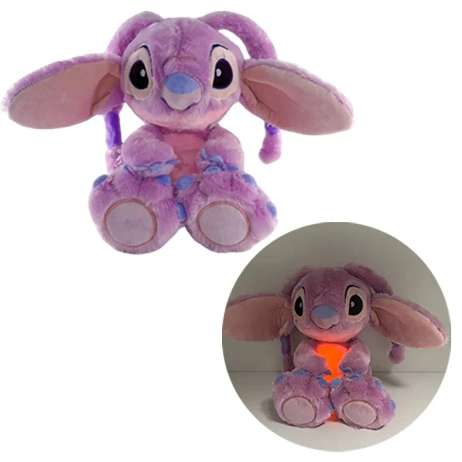 2026 hot Lilo Stitch Plush Doll Breath Child Peluche Kawaii Soothes Toy Anime Baby Music Light Sleep Toys Pink Stitch Kid Gifts