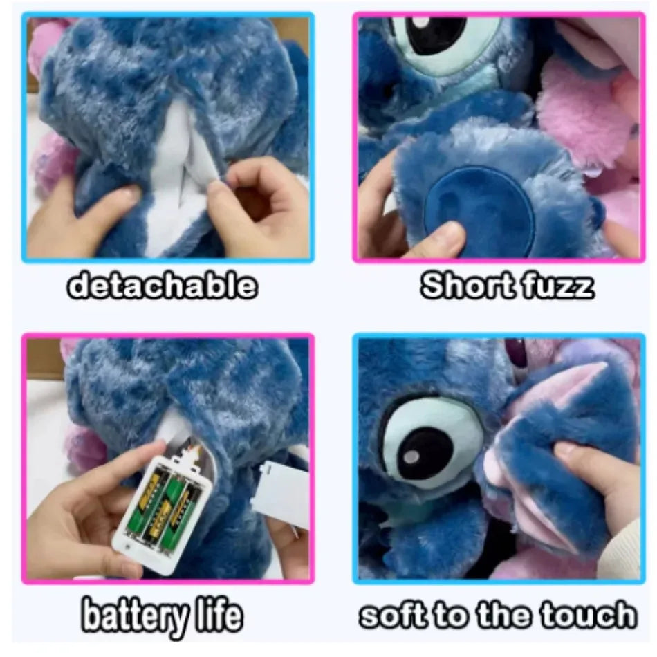 2026 hot Lilo Stitch Plush Doll Breath Child Peluche Kawaii Soothes Toy Anime Baby Music Light Sleep Toys Pink Stitch Kid Gifts