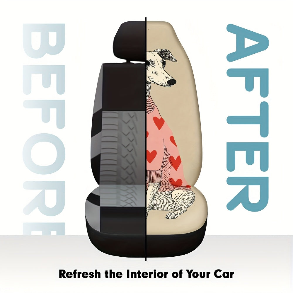 Universal Car Covers Featuring a Whippet Design in a Heart Sweater Motif
