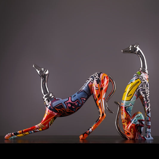 Colorful Abstract Resin Sighthound Sculpture