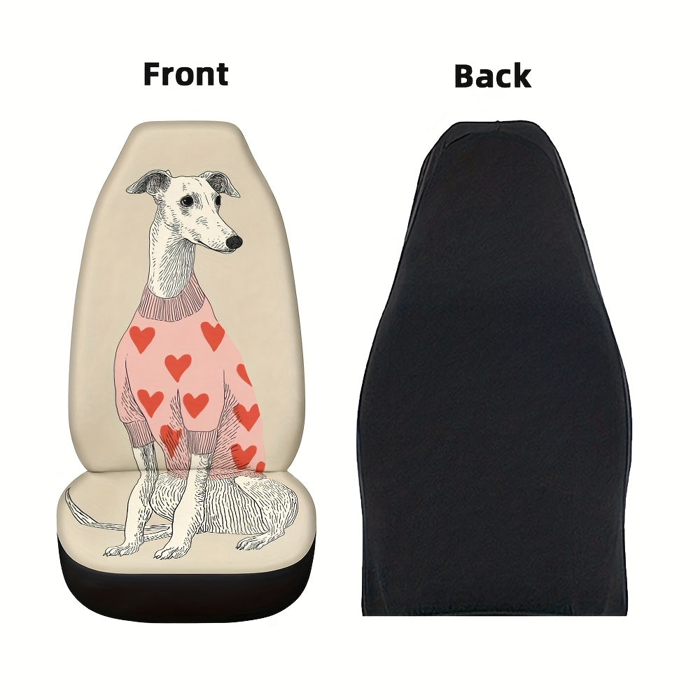 Universal Car Covers Featuring a Whippet Design in a Heart Sweater Motif
