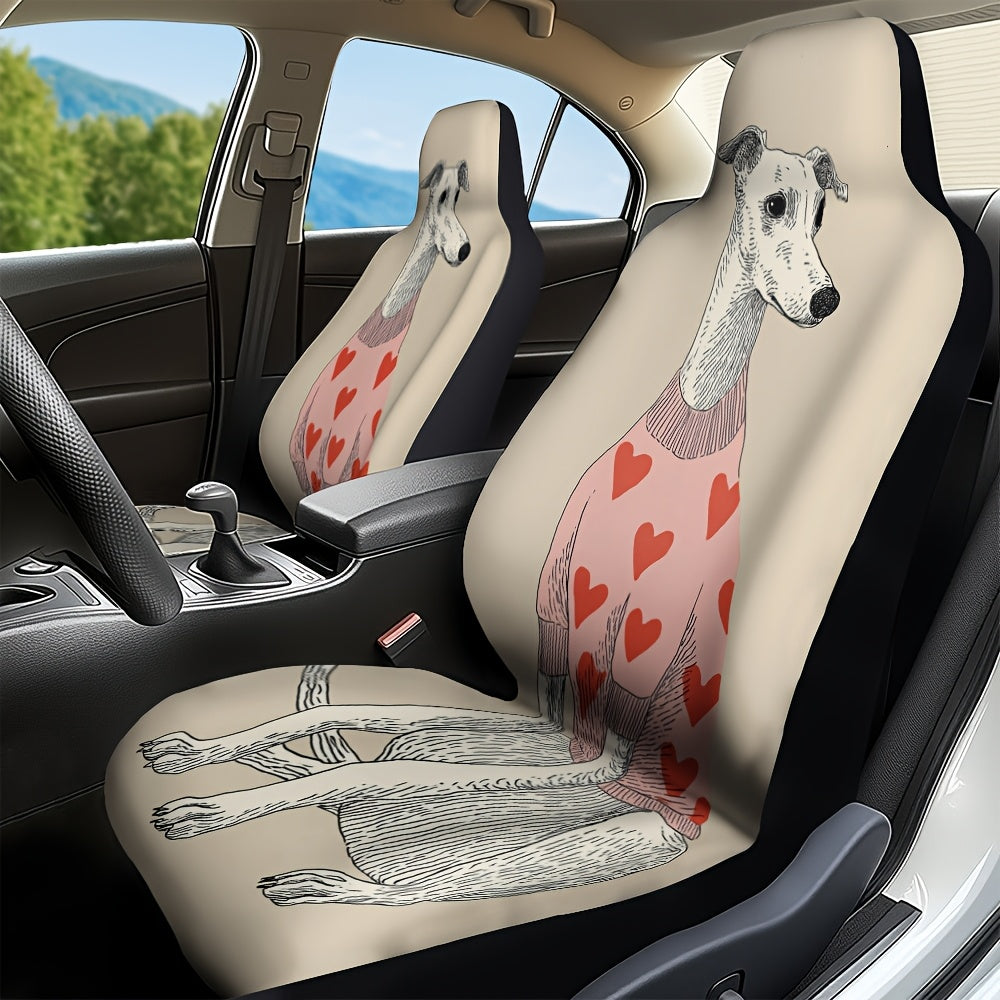 Universal Car Covers Featuring a Whippet Design in a Heart Sweater Motif