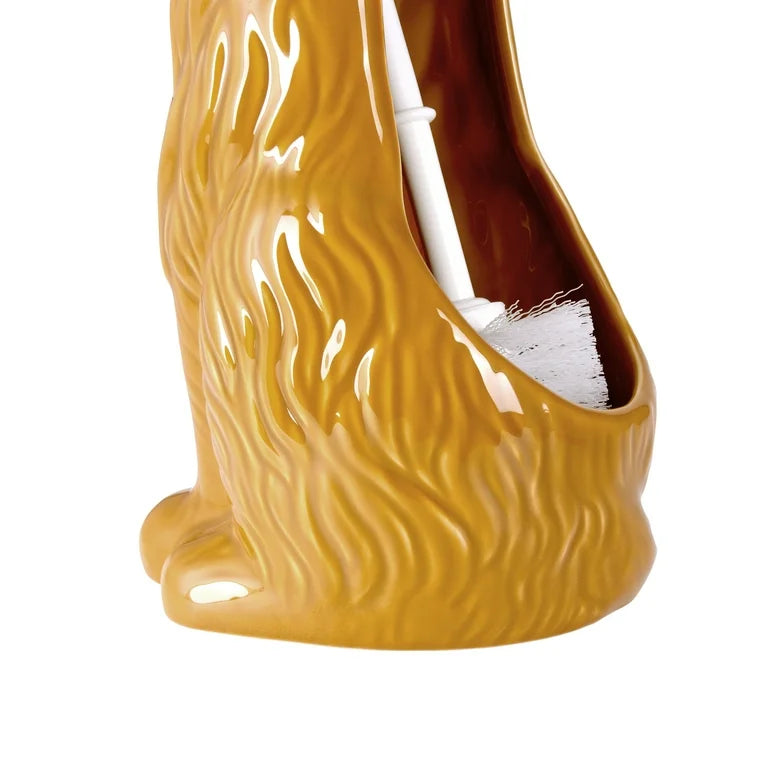 Mainstays Ceramic Dog Bowl Toilet Brush Holder with Plastic Handle
