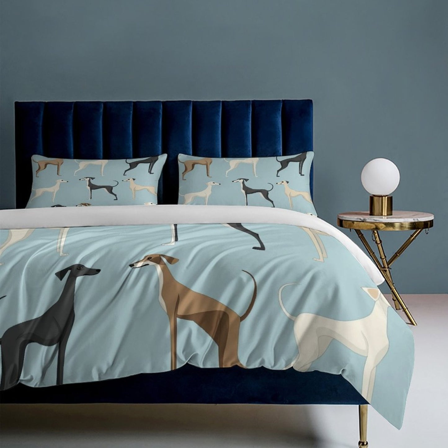 3pcs Sighthound Pattern Themed Bedding Set