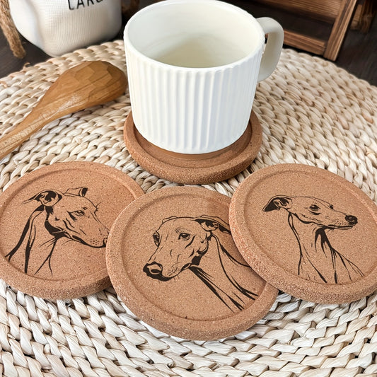 4pcs Set Thickened Cork Coaster with Grooved Round Edge