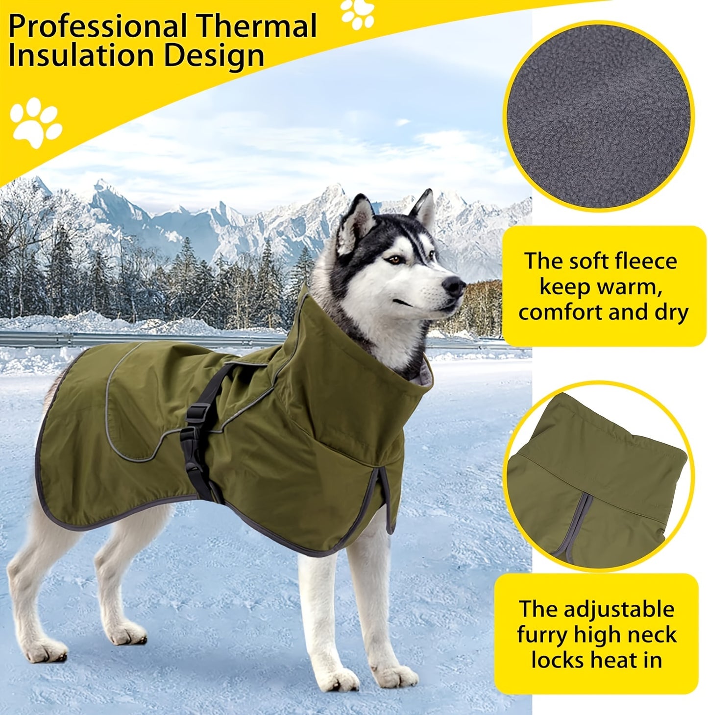 Military-Style Warm Jacket for Dogs