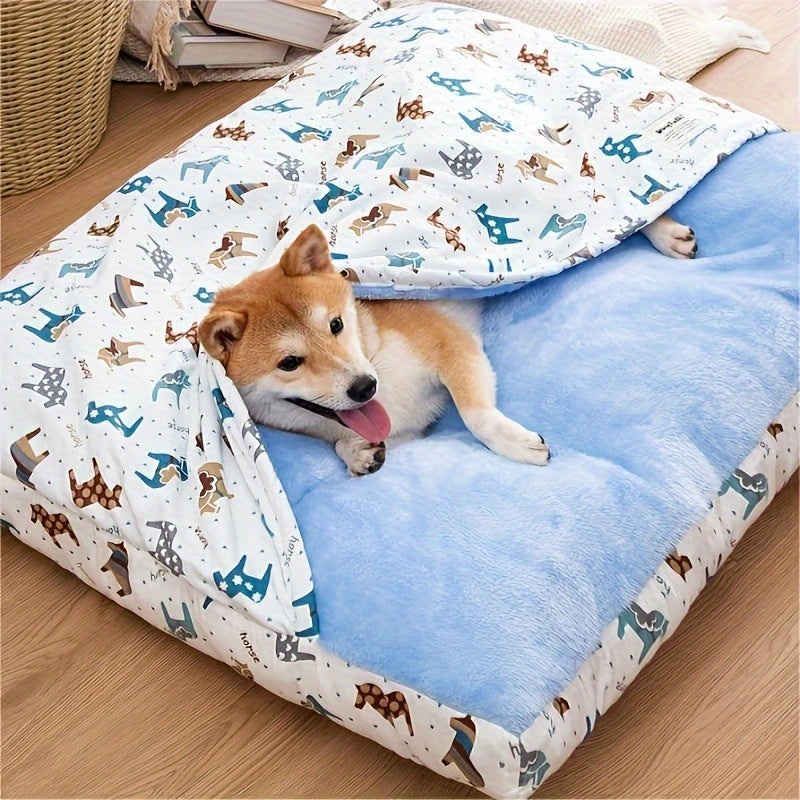 Non-Slip All-Season Semi-Enclosed Pet Bed - Soft, Warm, Removable, And Washable