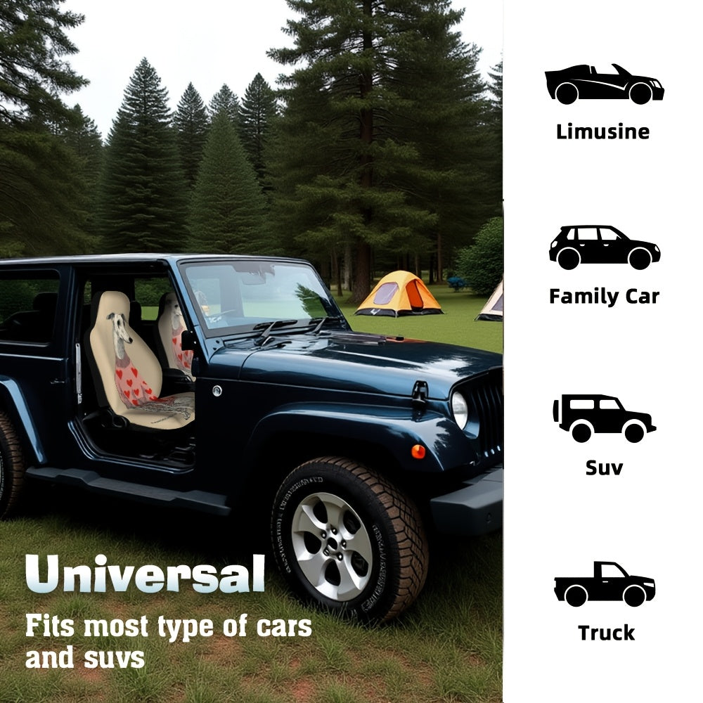 Universal Car Covers Featuring a Whippet Design in a Heart Sweater Motif
