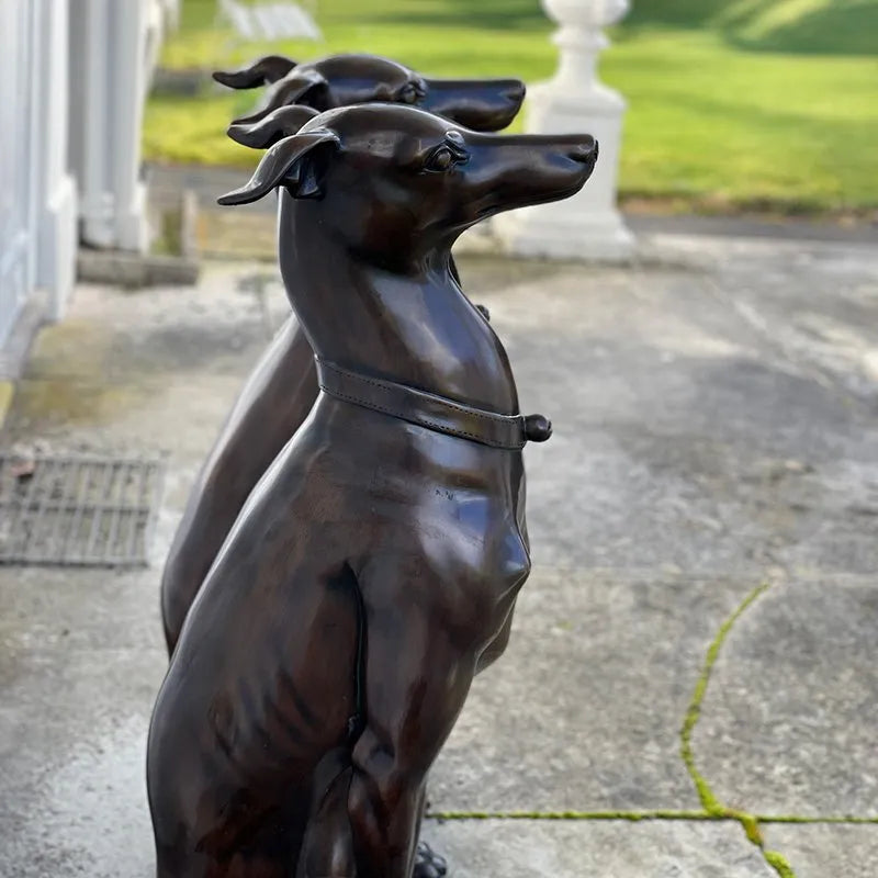 Bronze Sighthound Statues (pair)