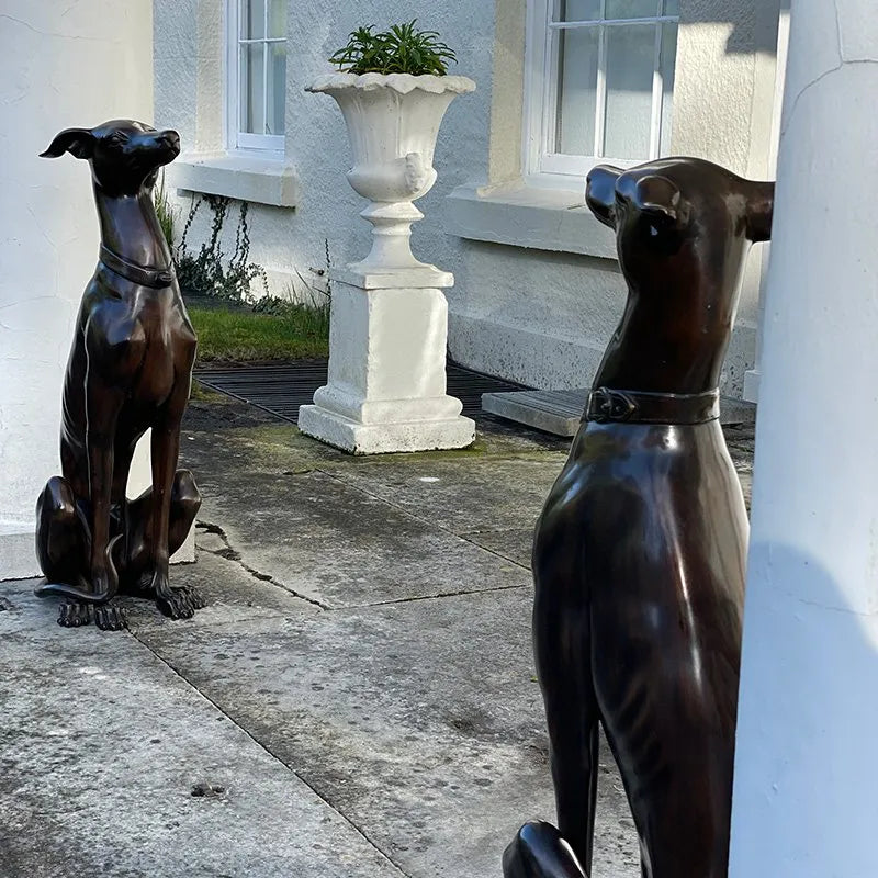 Bronze Sighthound Statues (pair)