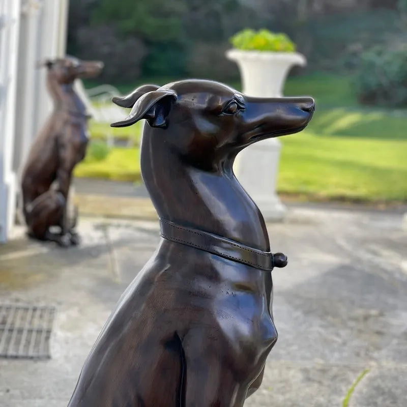 Bronze Sighthound Statues (pair)