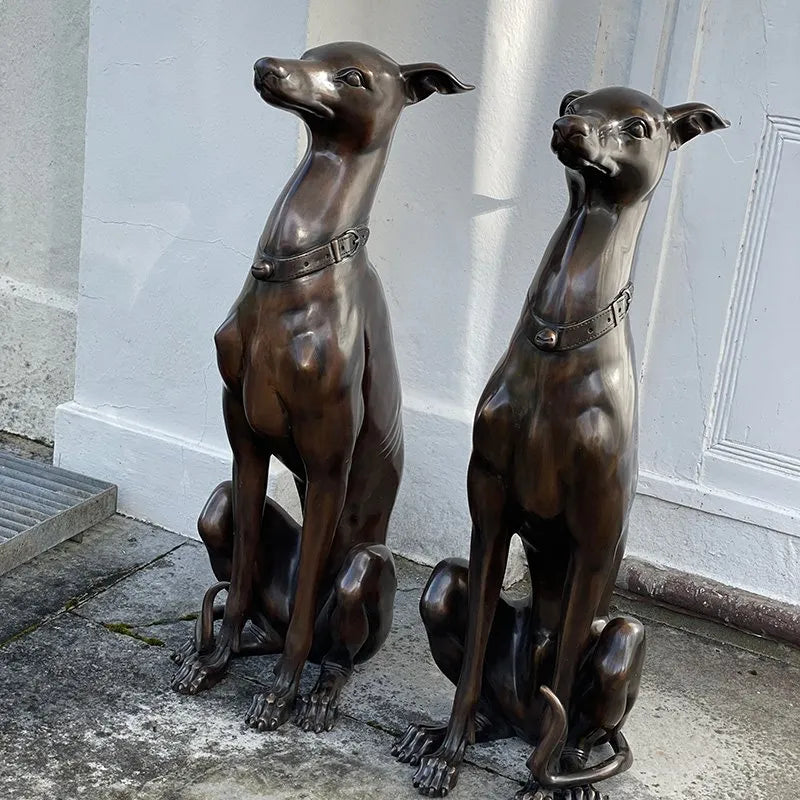 Bronze Sighthound Statues (pair)